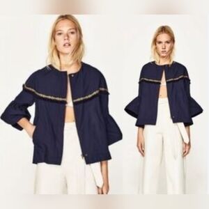 Zara Royal Blue Blouse with Vibrant Embroidery